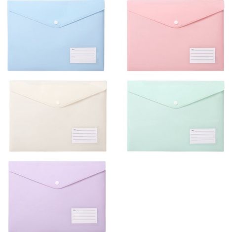 Bolsas de plástico para documentos tamaño A4，5 colores，5 unidades，aptas para el hogar，la oficina y la escuela (1/5)