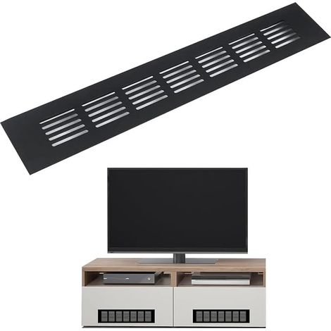 Aluminium Recessed Air Vent Grille 300 x 50 mm Angular for Ventilation of Cupboards and Bedrooms, Black (1/5)