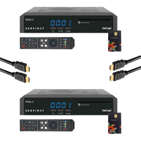 Pack SERVIMAT 2x Récepteurs TV Satellite Full HD + Carte TNTSAT V6 + Câble HDMI (1/5)