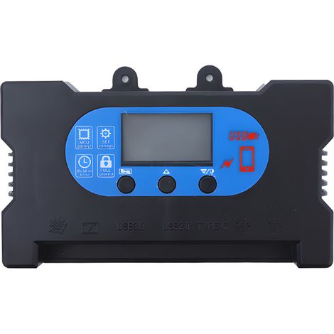 Controlador de carga solar de 40 A, regulador inteligente para paneles solares de 12 V/24 V con dos puertos USB/Tipo-C y pantalla OLED, controlador de carga solar PWM