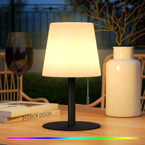 Lampe de Table Sans Fil Extérieur Rechargeable Dimmable RGB Lampe de Chevet Portative 8 Couleurs Blanc Chaud pour Salon Terrasse Chambre Dîner Café Jardin(Noir) (1/5)