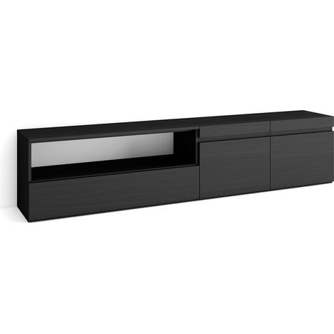 Skraut Home - Mobile TV Soggiorno, Ampio spazio a disposizione, 200x45x35cm, Per TV fino a 80", Mobile Soggiorno, Stile moderno, Nero (1/5)