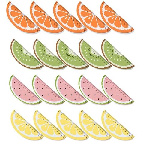 Lot de 20 règles colorées en bois - Série créative de fruits pour enfants, étudiants, bureau (1/5)