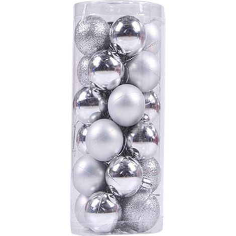 24 Pièces boule de Noël décorations œil, accrocheur Noël décoration créer festif ambiance Beautiful boules de Noël,Argent (1/5)