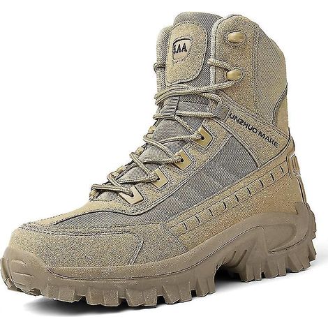Kideng Herren-Militärstiefel, Kampfstiefel, taktische Schuhe, Sicherheitsschuhe für die Arbeit, B21-42-Khaki