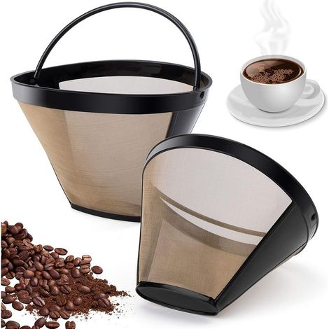 2 Pièces Filtre Cafe Reutilisable, Filtre Permanent, Filtre Universel Cafetiere, 100 Mailles Filtre à Café, Acier Inoxydable 304, avec Poignée, 12cm, pour Plupart Des Cafetières (1/5)