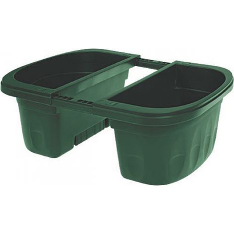 Double jardinière 40 cm – Plastique vert – Bras réglables 3-13 cm – Réserve d'eau interne – Résistante aux UV et aux intempéries – Bama
