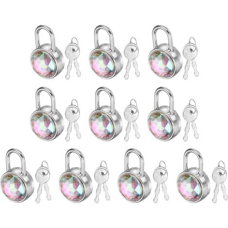 Mini cadenas lot de 10 avec clés, multicolore, pour journal intime et valise
