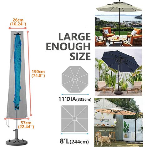 BDD Housse de parasol de jardin, grande housse de parasol de table de jardin étanche, housse de parasol Oxford 210D 1905030CM (1/4)
