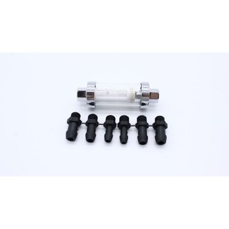 Universal-Anschlüsse 3/8", 1/4", 5/16", wiederverwendbare Inline-Kraftstofffilter aus Chrom und Glas - Crezuo