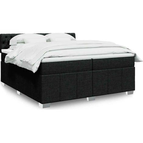 Boxspringbett mit Matratze Schwarz 200x200 cm Stoff