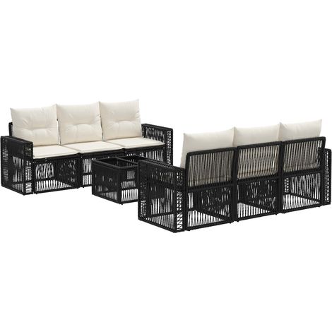 Conjunto de sofás de jardín 7 uds. Negro ratán sintético vidaXL (1/5)