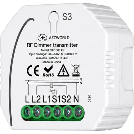 Trasmettitore RF Con Funzione di Dimmer Per Pulsante NO Compatibile Con Tutte Serie Civile (1/3)