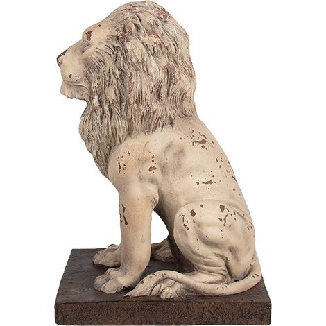Statue de Lion Décorative 30x23x45 cm en Magnésium MGO Beige et Marron pour Intérieur et Extérieur - PANGIVO (1/4)