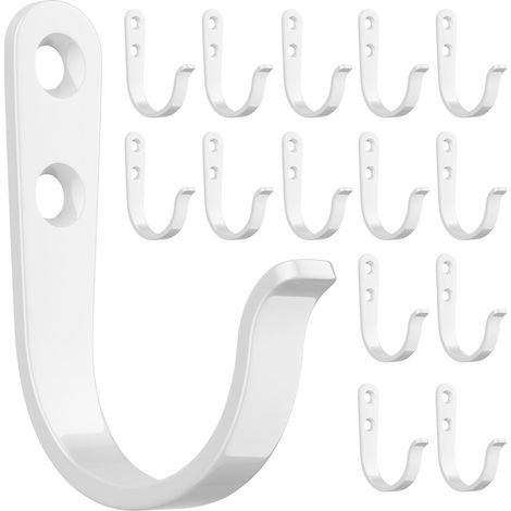 Lot de 15 crochets muraux blancs pour salle de bain, cuisine, placard et garage – Crochets en métal pour accrocher manteaux, serviettes, chapeaux, clés, sacs et tasses à café – Peut (1/4)