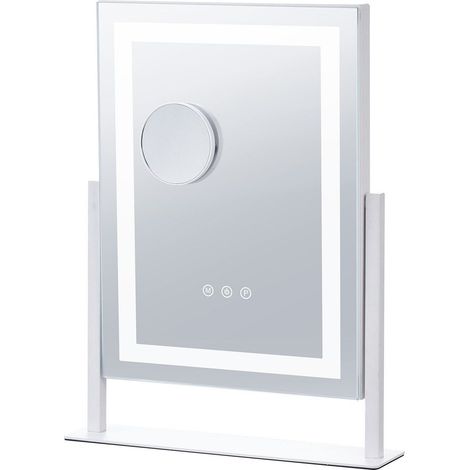 Miroir de maquillage lumineux avec éclairage, trois modes d'éclairage de couleur, miroir LED lumineux pour le maquillage, miroir grossissant 5X, commande tactile intelligente, rotation à 360° (16,1 x (1/5)