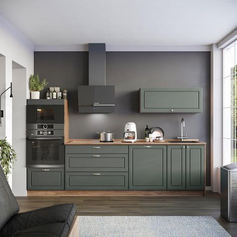 Mueble de cocina Fame-Line, Verde dorado Casa de campo/Roble dorado, 280 cm, ET Roble, Vicco (1/5)