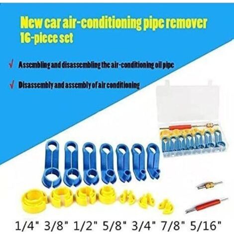 BUNTHAUS CSPARKV Ensemble d'outils de déconnexion de conduite de carburant AC de voiture, compresseur de remplacement, outils de réparation automatique de tuyau de climatisation de 16 pièces