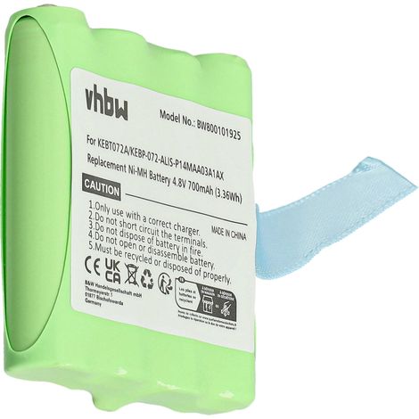 vhbw Battery Replacement for Motorola IXNN4002B, LIS-P14MAA03A1AX, BP-38 for Radio, Walkie-Talkie (700 mAh, 4.8 V, NiMH)