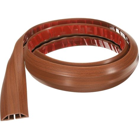 Cache-Cordon de Sol de 4 Pieds W0.55 x H0.28 Canal Intérieur en PVC pour Cacher Les Câbles d'Extension, Protège-Câbles pour Gestion des Câbles, Couleur Bois Brun (1/5)