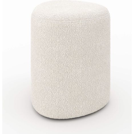 Pouf en tissu bouclé beige - EMMY (1/5)