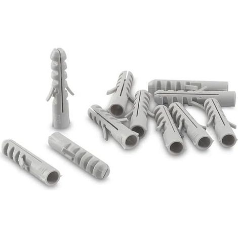 [Lot de 100] Chevilles murales en nylon, pour fixer des lampes, tableaux, diamètre de 8 mm, convient pour cloisons sèches, briques, béton, 4 cm de long（M840） (1/5)