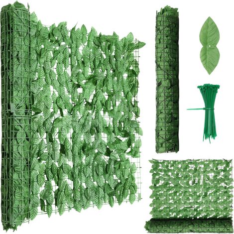 TolleTour Siepe artificiale 1 x 3 m, frangivista estensibile con foglie di pothos verde chiaro, pannello decorativo per balcone, terrazza e giardino, con 100 fascette da 10 cm