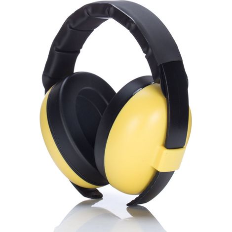 Casque antibruit pour bébé, cache-oreilles doux adaptés aux concerts, aux activités de plein air, aux avions, jaune. (1/3)