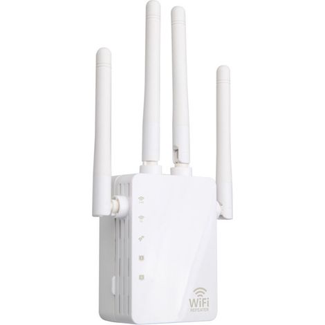Amplificateur de signal WiFi sans fil 1200M Dual Band Boost Répéteur 2.4 & 5.8G Routeur AP haute puissance (Blanc) (1/5)