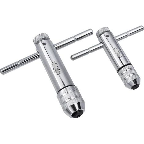 Sollbry 2 Clé à Taraud Clé Taraudage à T Poignée Coulissante Alésoir à Tarauder Réglable, Porte-Taraud Robinet Clé à Cliquet Réversible Taraudage Manuel M3-M8 / M5-M12Aec (1/5)