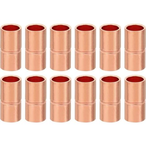 12pcs Manchons à Souder en Cuivre, 6.35mm Raccords de Couplage Tuyau, Raccord de Tuyauterie Droit pour Raccordements Plomberie HVAC Climatisation Chauffage Réseaux, Épaisseur 0.8mm (1/5)