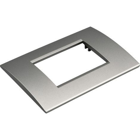 Placca Plastica Quadrata MBL 3 Moduli/Posti Compatibile Bticino Living, 15 Colori Disponibili (Titanio)