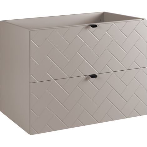 Furnidea - Meuble sous vasque MADIS CACHEMIRE 80 cm B - 2 tiroirs, façades motif chevron, design moderne (1/5)