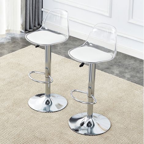 MEUBLIV 2 höhenverstellbare Barhocker transparent und silber – 360° drehbar (1/5)