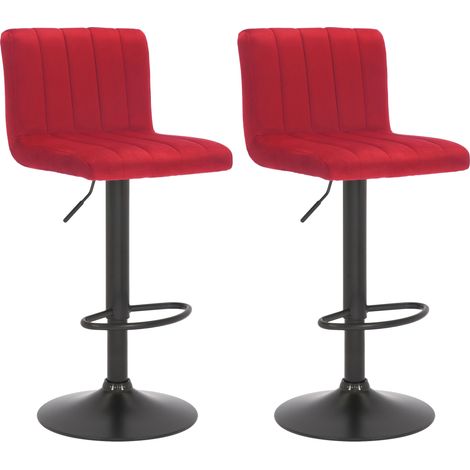 2er Set Barhocker Jamie Samt rot