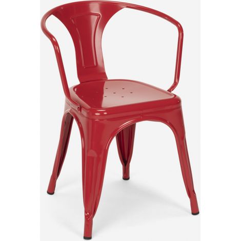 Ahd Amazing Home Design – Chaise de cuisine et bar industriel avec accoudoirs en acier – Dossier incurvé pour confort – Résistante à l'usure et à la corrosion – Rouge (1/5)