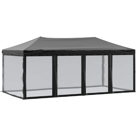 vidaXL Carpa para fiestas plegable con paredes laterales negra 3x6 m (1/2)