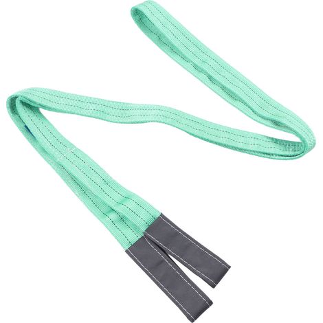 Sangle de levage en polyester pour grue industrielle, élingue plate robuste, capacité 2 tonnes (4409 lb), 4 m (13,12 pi), boucle à 2 œillets, verte (1/5)