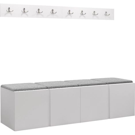 Conjunto para recibidor Pinis VII, Blanco, 0x0x0cm, Tapiz, Aglomerado laminado, Colocada, Montada en la pared