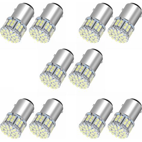 10 Pièces Séries 6000K Blanc 1157 50SMD Frein de Queue LED Lumières Ampoule BAY15D 12V (1/2)