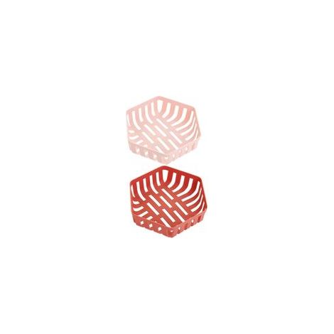 Set aus 2 hochwertigen, kreativen Abtropfkörben zum Probieren von Speisen, Mehrzweckkörbe für Obst und Gemüse, für Zuhause und Wohnzimmer (Hellrosa + Rot) - 2 Stück - Crezuo