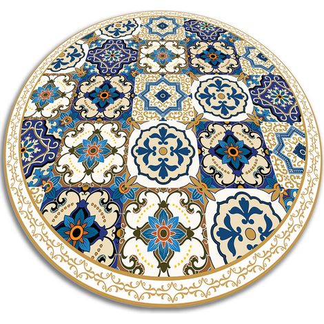Tapis de protection de sol PVC pour Salon et Cuisine - Carreaux portugais - ⌀fi50 cm (1/5)