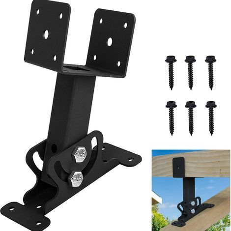 Kit de support de rehausse de toit pour support de poutre de rehausse de toit de gazebo, support de montage de toit robuste en selle de 3-1/2 pouces noir pour gazebos à poteaux en bois (1/5)