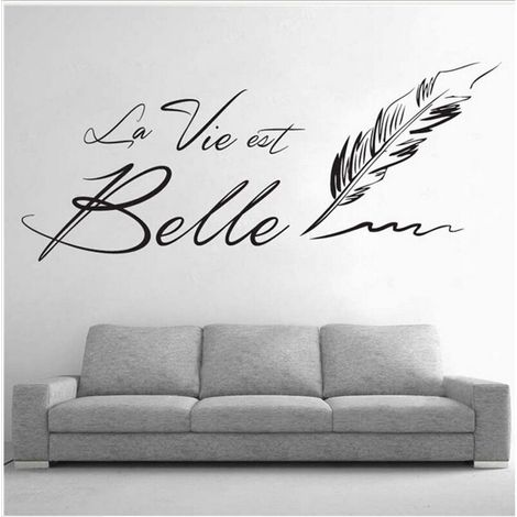 [NIEMALS VERWENDET] La Lettre & La Vie Est Belle & Quot Wandaufkleber, kreative französische Phrase, Belle Living, Wandaufkleber, Wohnzimmer, Heimdekoration, 70 x 50 cm