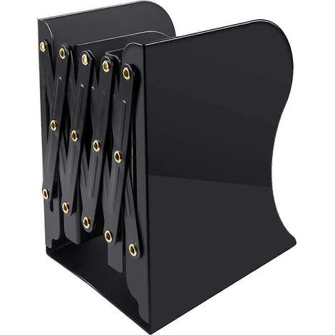 Serre-livres réglables en métal, serre-livres robustes, porte-revues pour la cuisine, le bureau, l'école, la bibliothèque pour enfants (noir) (1/4)