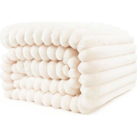 Couverture douillette, couvre-lit/couverture de canapé chaude et moelleuse pour maman, femme et petite amie, 150 x 200 cm, beige (1/5)