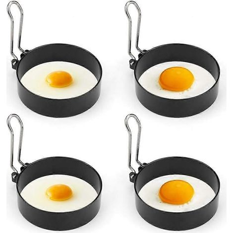 Poêles à omelette, cercle à œufs en acier inoxydable, moule à œufs au plat 4 en 1, moule à crêpes rond (1/5)