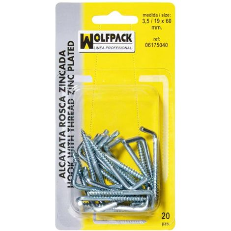WOLFPACK LINEA PROFESIONAL Alcayatas Rosca Zincada 2,4 / 16x30 mm. (Blister 50 Piezas)