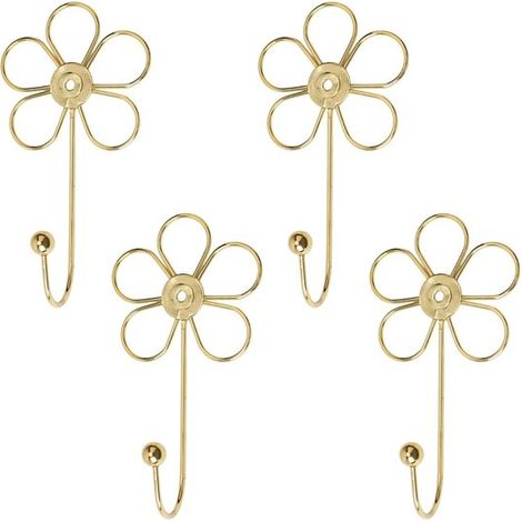 ONF3 – Dekorativer Wandhaken mit Blumenmotiv – Wandhaken – Goldfarben – Kreativer Haken für Schals und Schlüssel – Kindersicher (1/5)