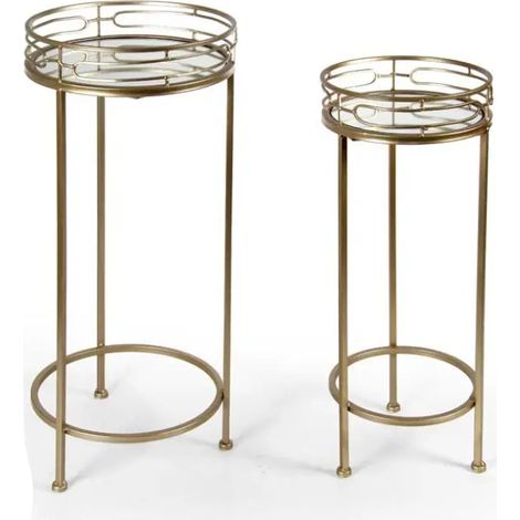 Set de dos mesas altas de metal Ø70/60 cm